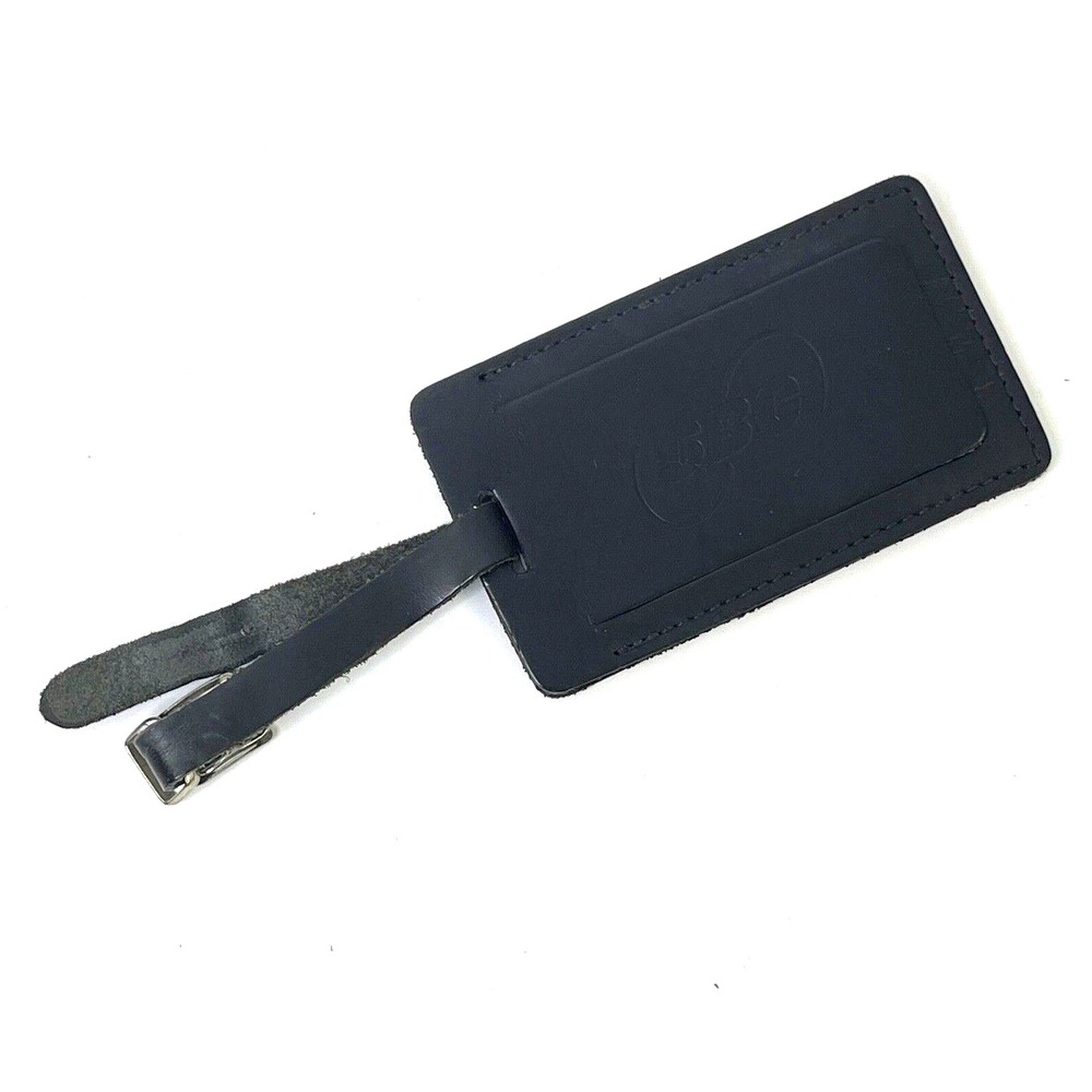 Black Leather Luggage Tag with‎ Buckle SBC Logo